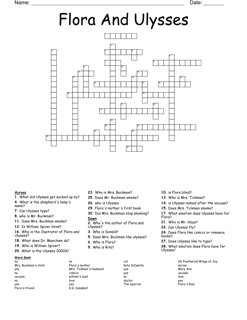 Flora And Ulysses Crossword