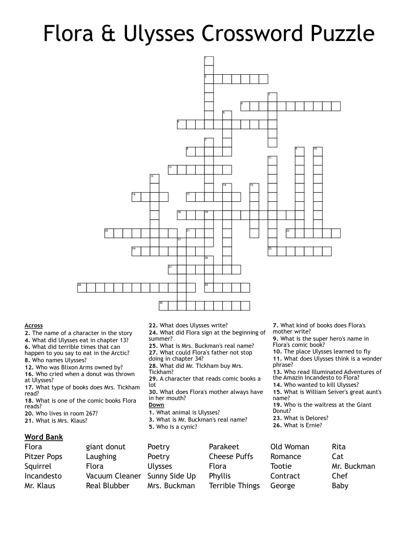 Flora & Ulysses Crossword Puzzle