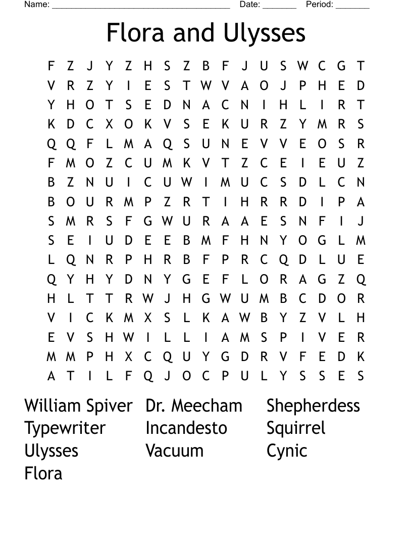 Flora and Ulysses  Word Search