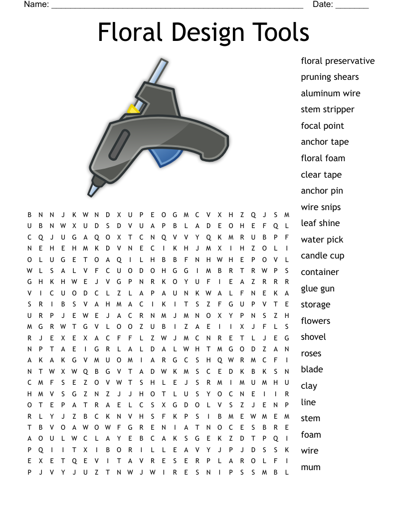 Floral Design Tools Word Search