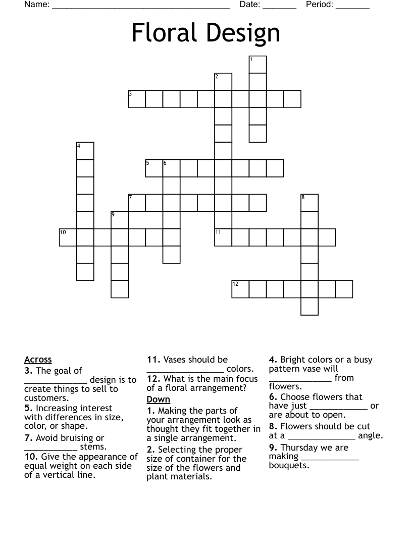 Floral Design  Crossword