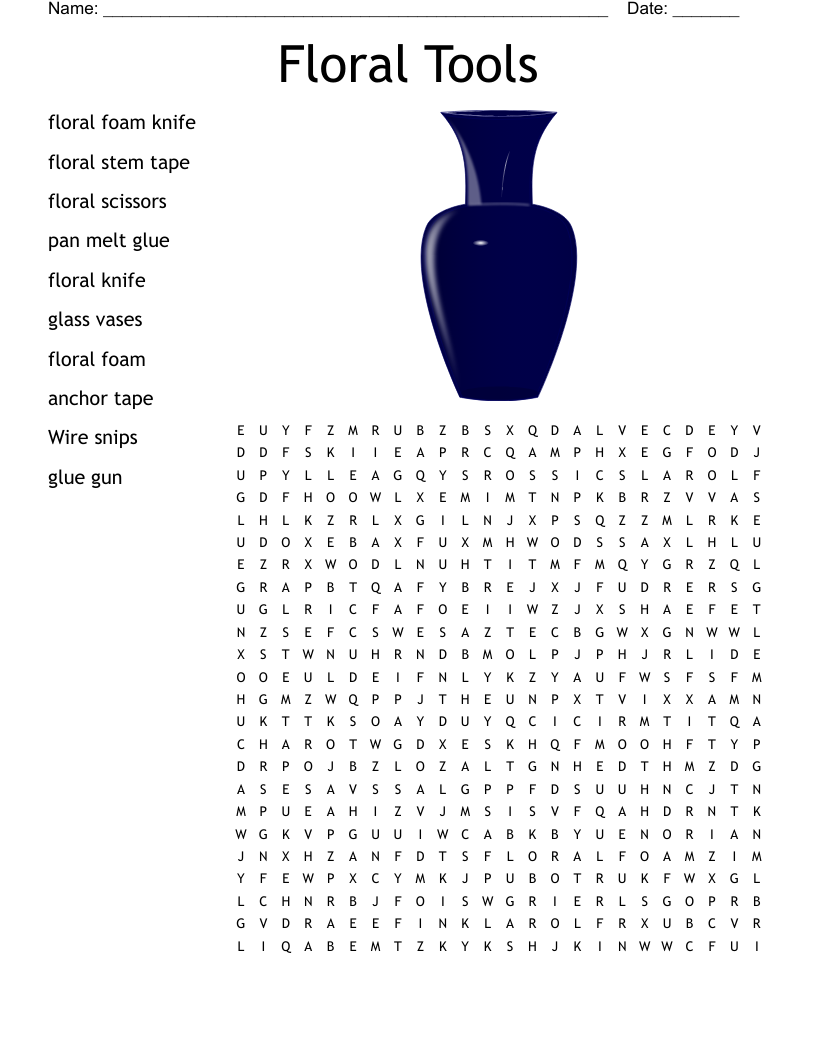 Floral Tools Word Search