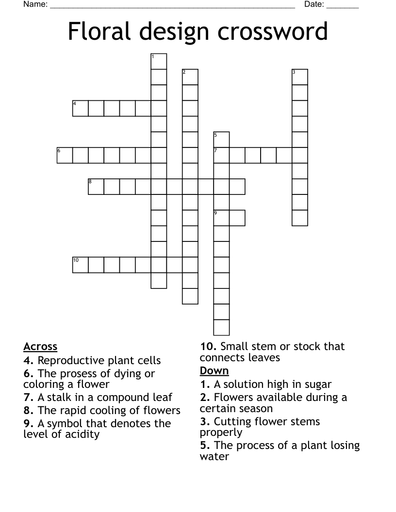 Floral design crossword