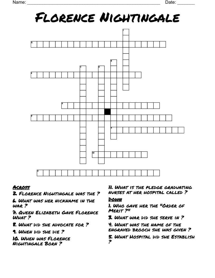 Florence Nightingale Crossword