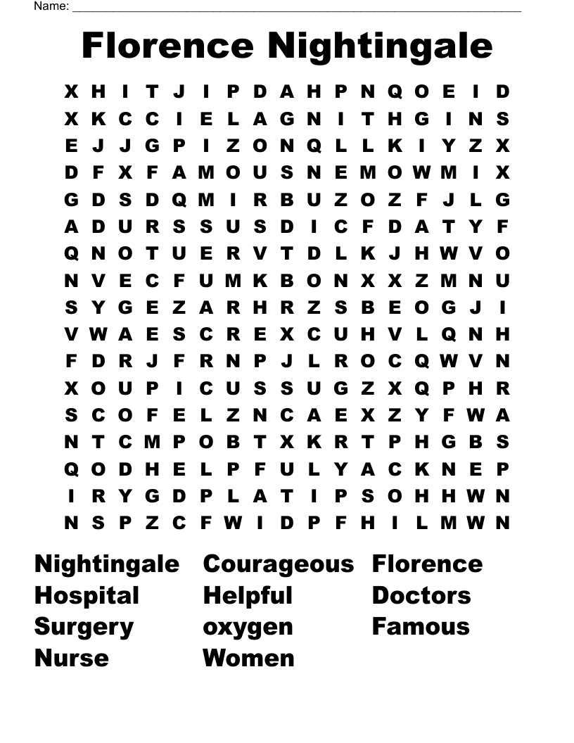 Florence Nightingale Word Search