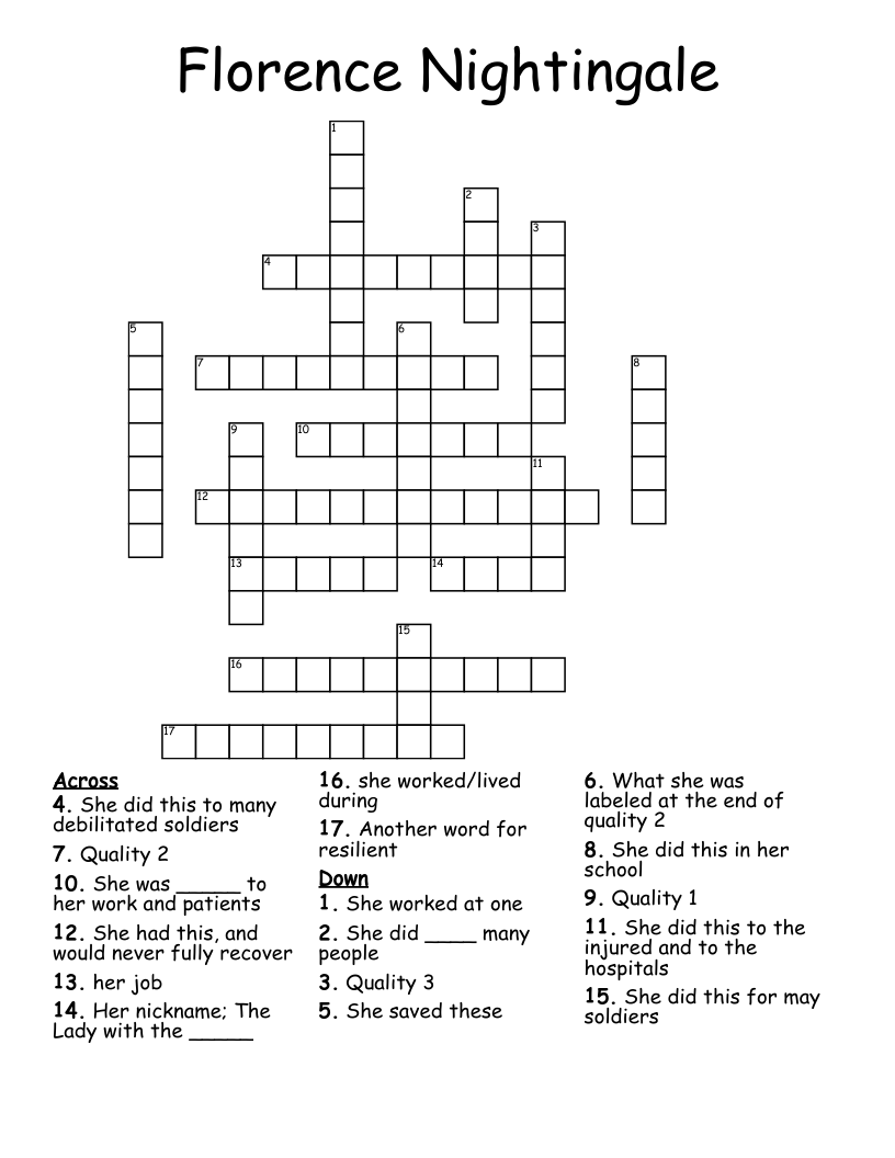 Florence Nightingale Crossword