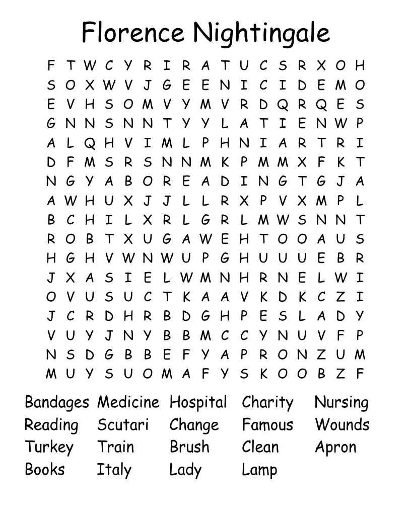 Florence Nightingale Word Search