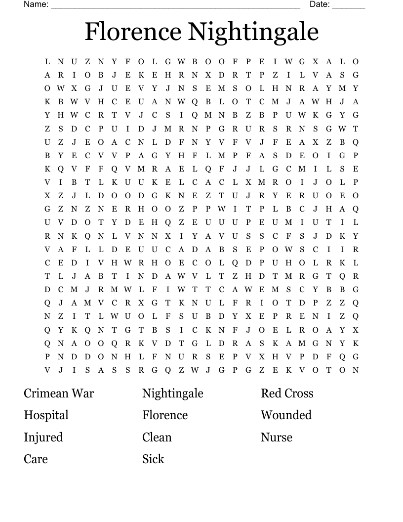 Florence Nightingale Word Search