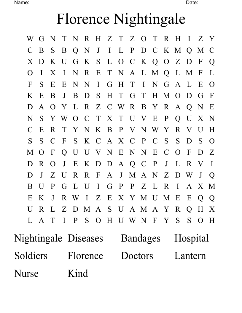 Florence Nightingale  Word Search