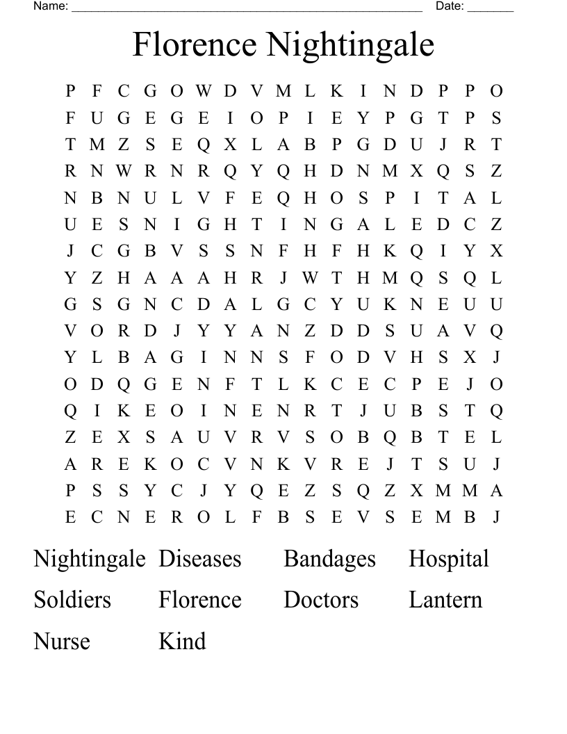 Florence Nightingale  Word Search