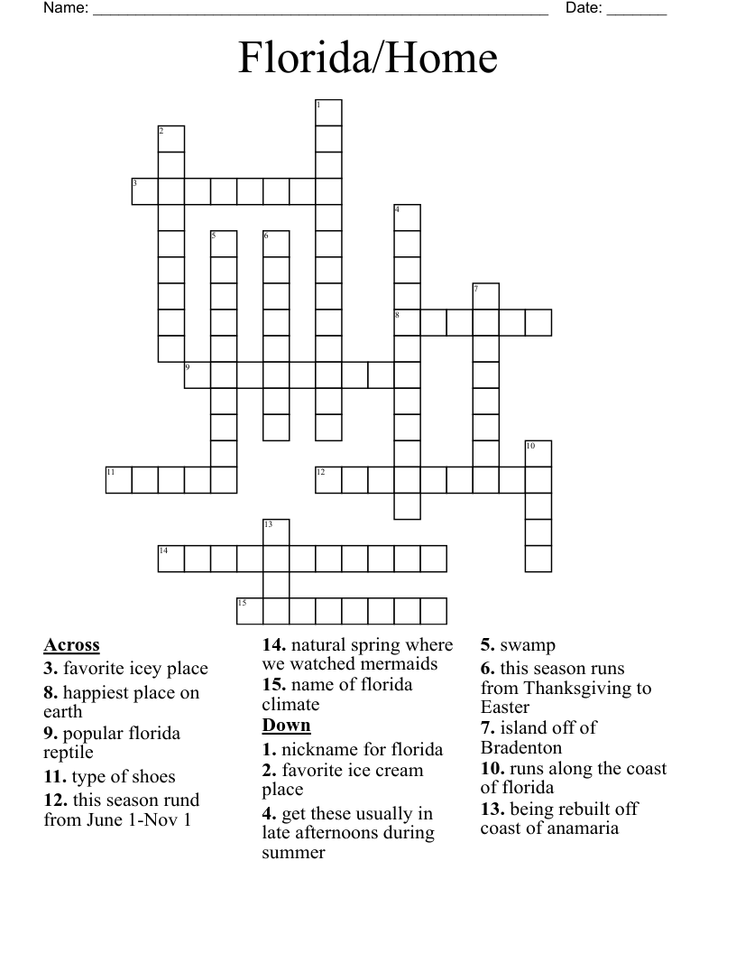 Florida/Home Crossword