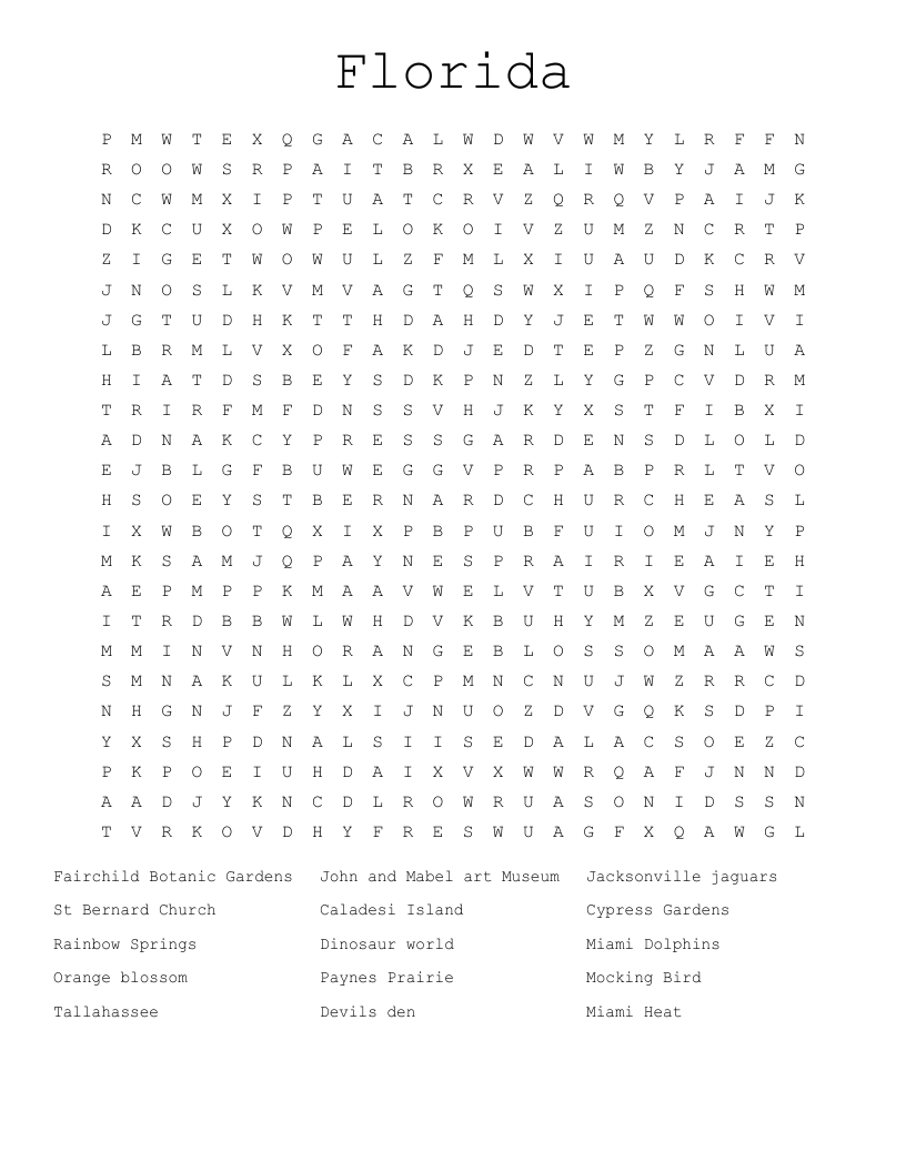 Florida Word Search