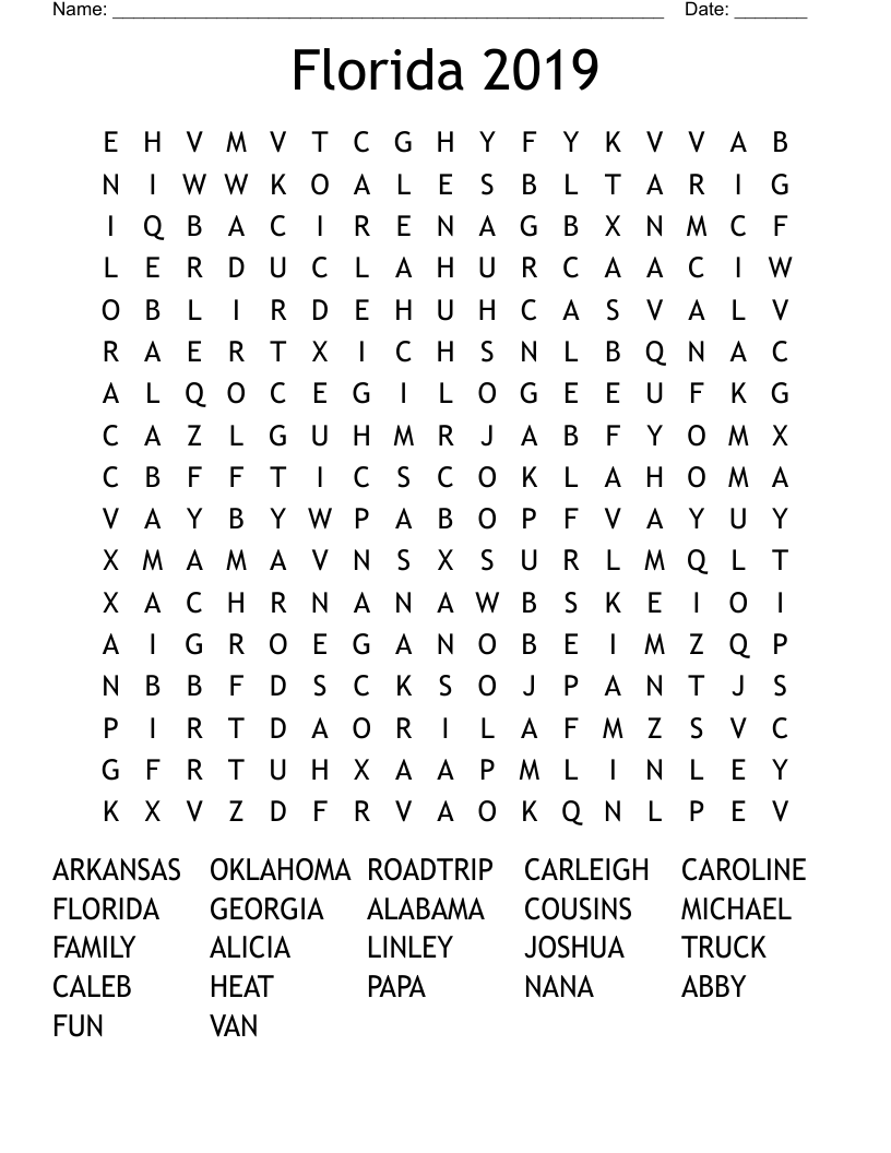 Florida 2019 Word Search