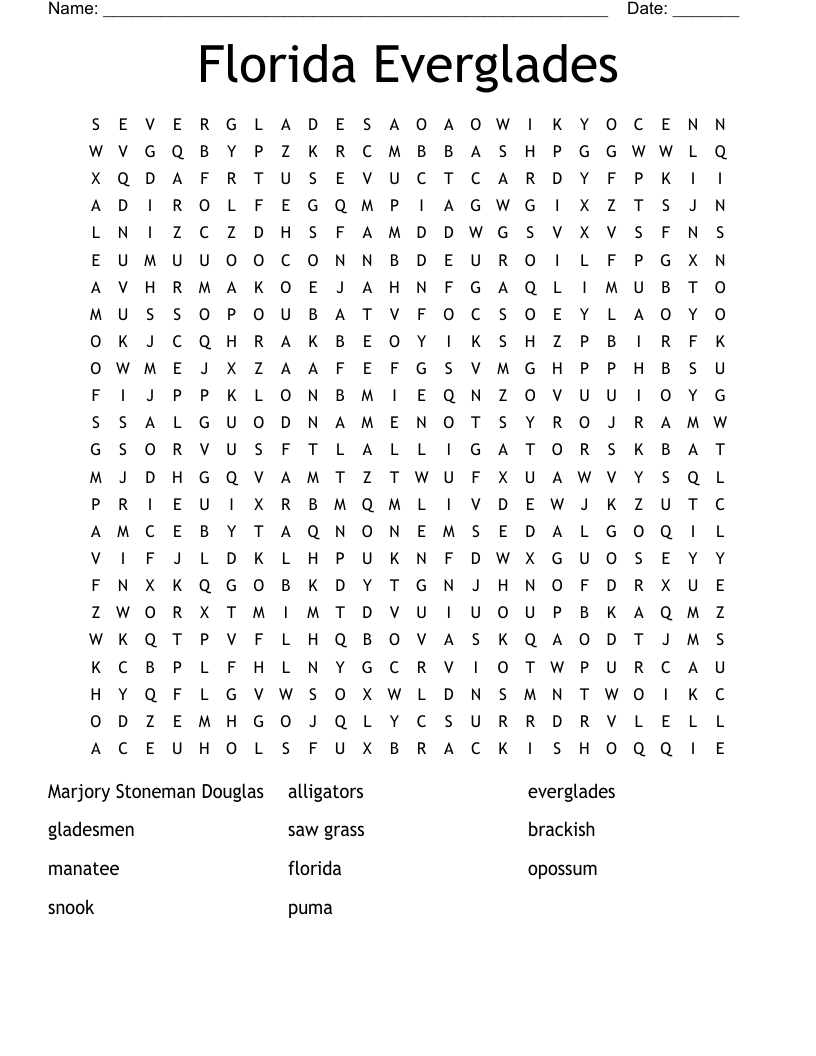 Florida Everglades Word Search