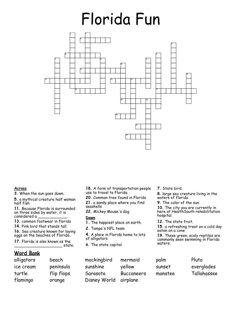 Florida Fun  Crossword