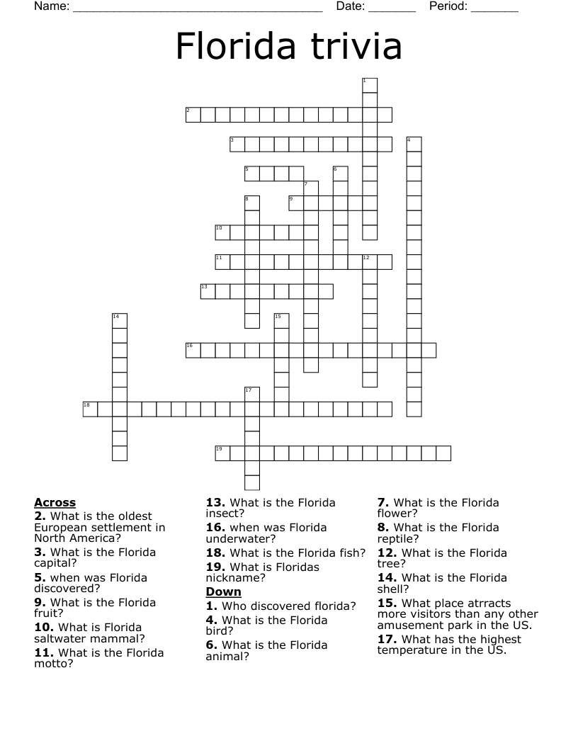 Florida trivia Crossword