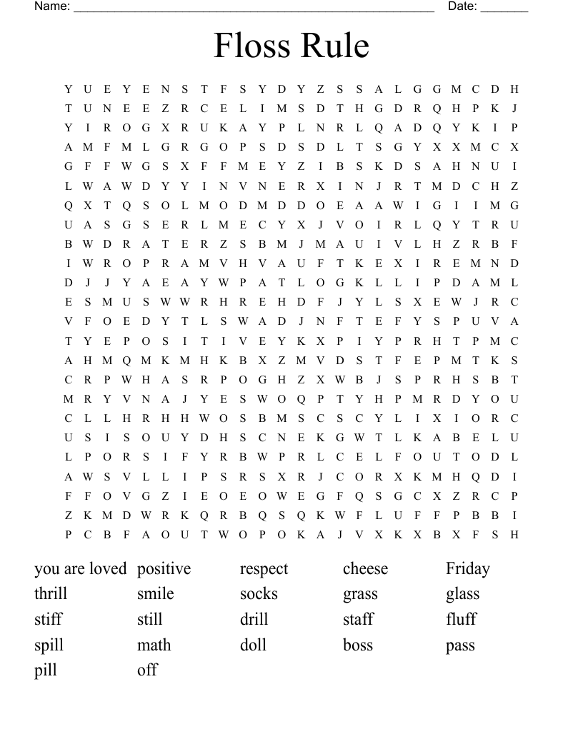 Floss Rule  Word Search