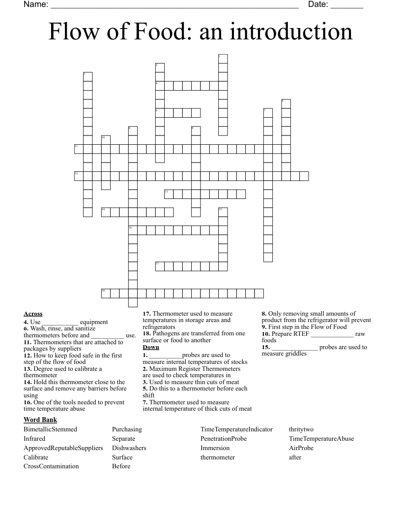Flow of Food: an introduction Crossword
