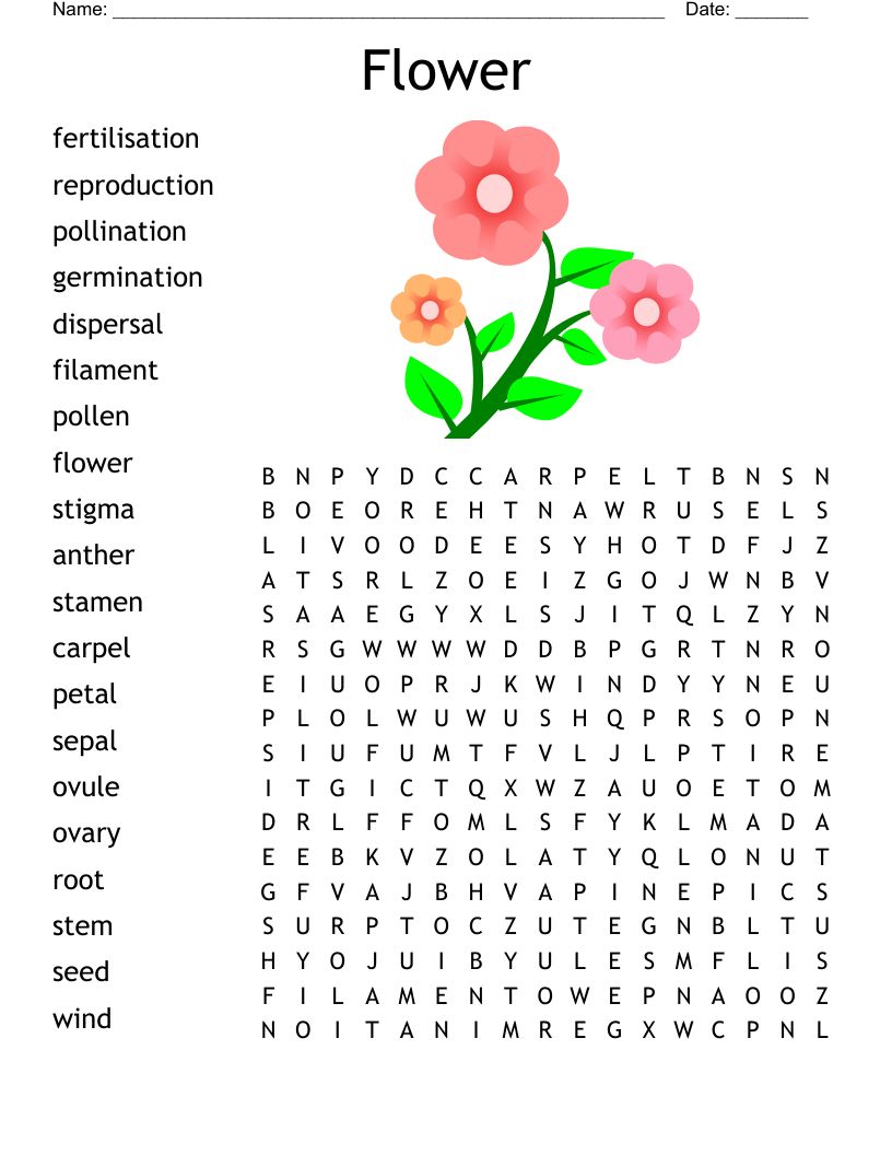 Flower Word Search