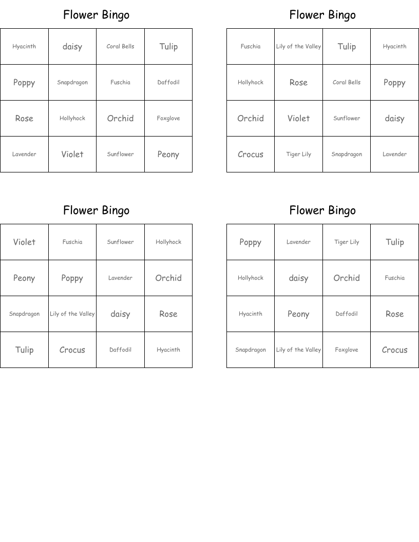 Flower Bingo
