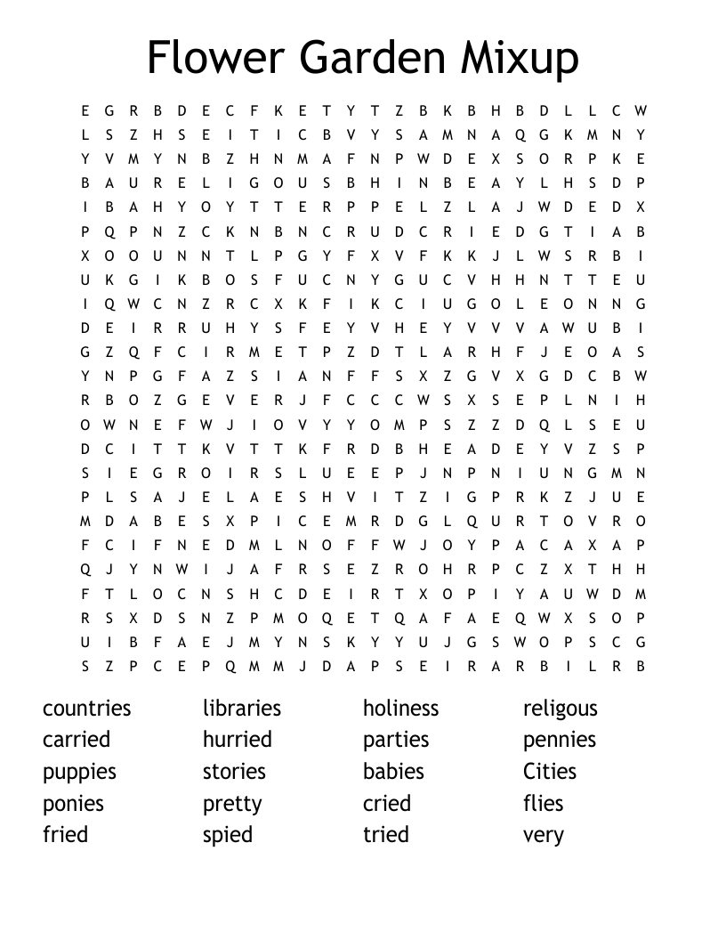 Flower Garden Mixup Word Search