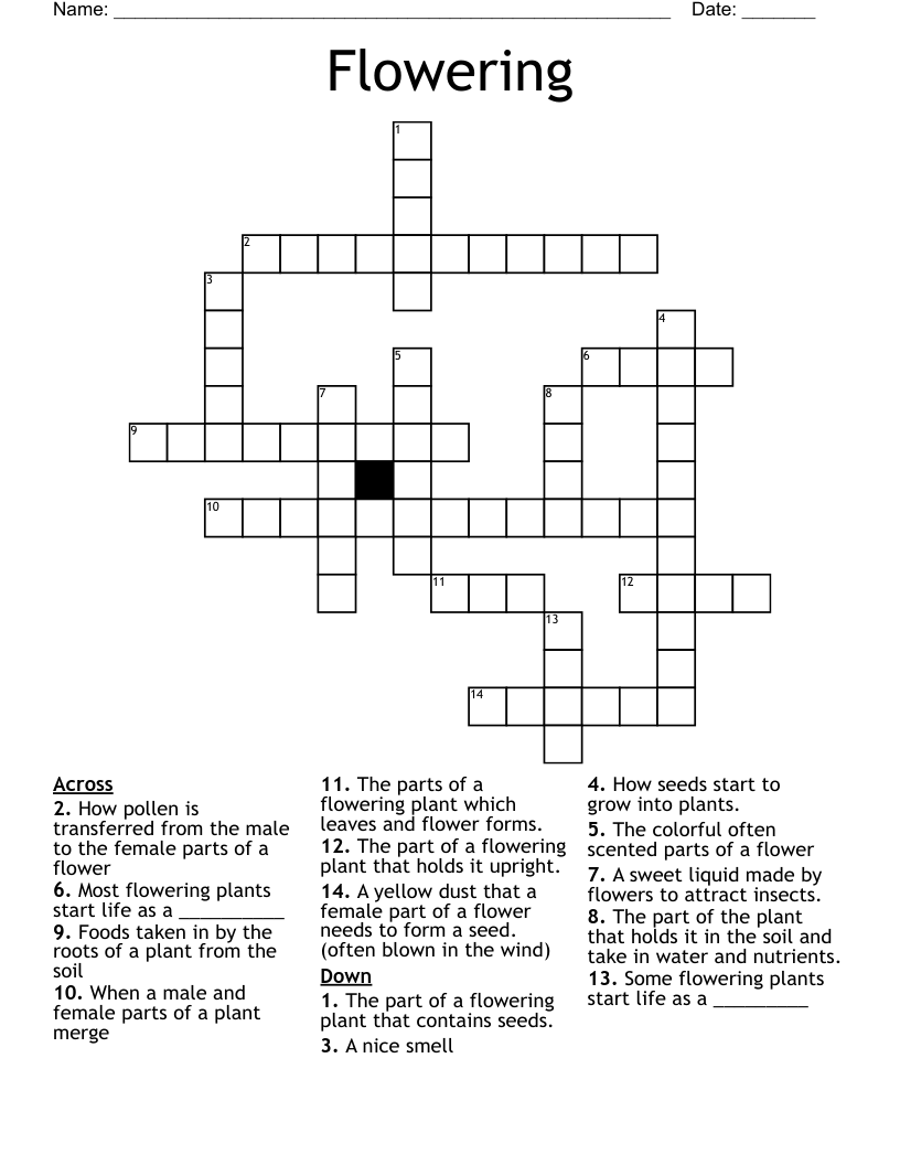 Flowering Crossword