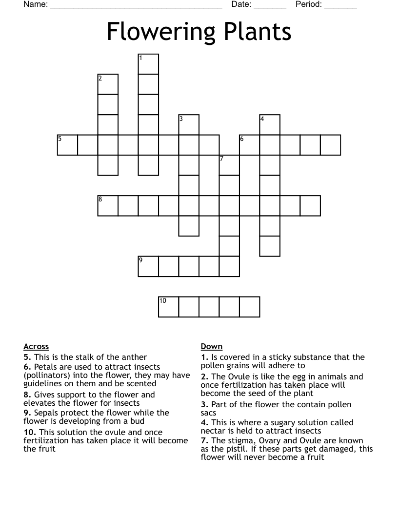 Flowering Plants  Crossword
