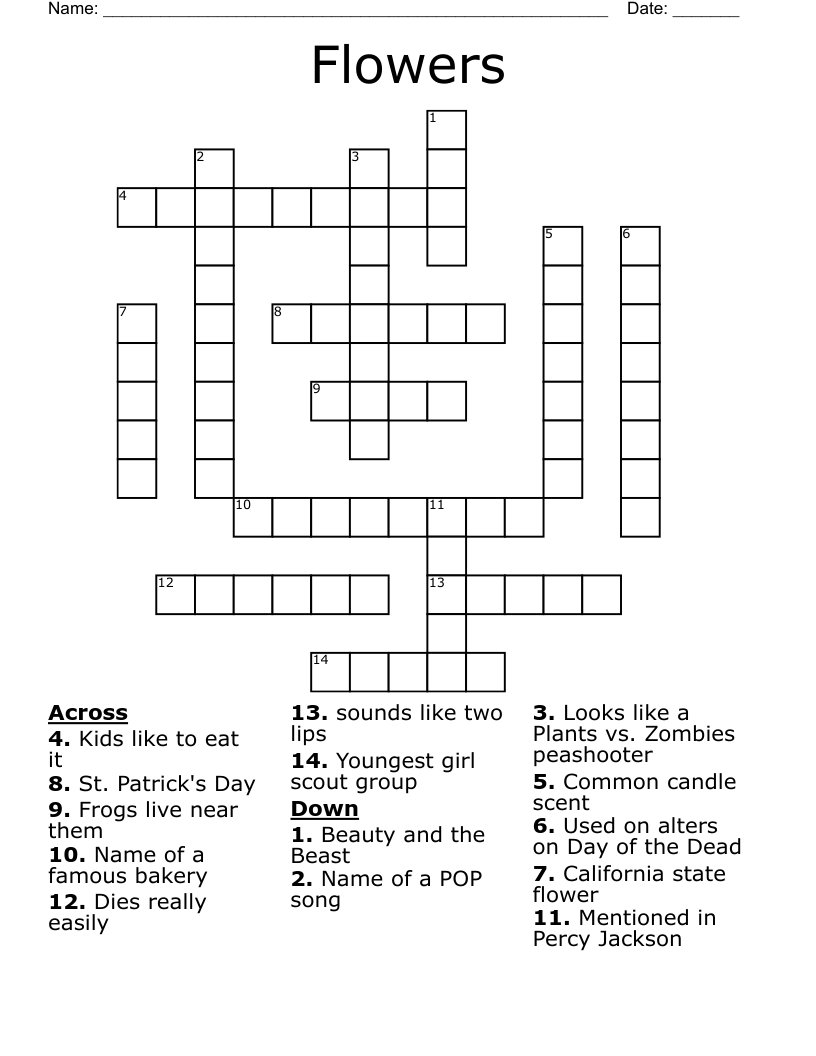 Flowers Crossword
