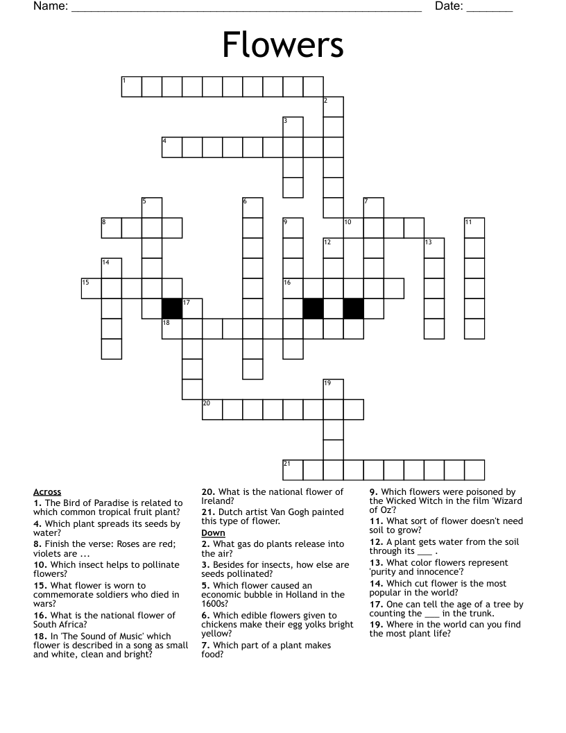 Flowers Crossword