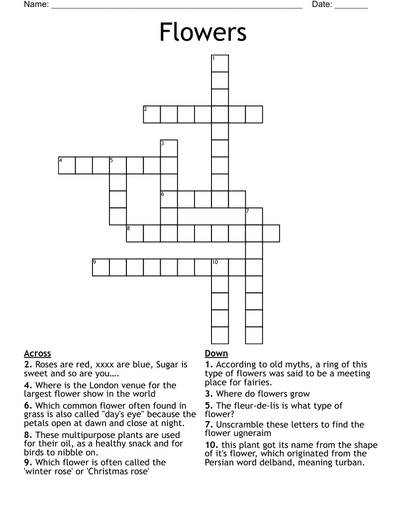 Flowers Crossword