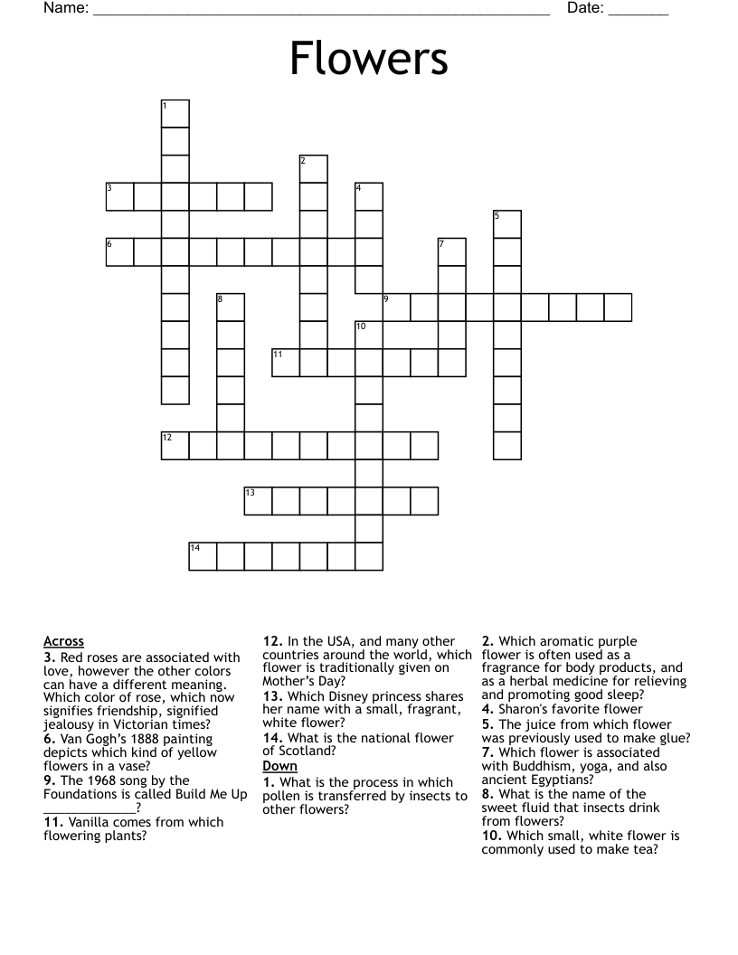 Flowers Crossword