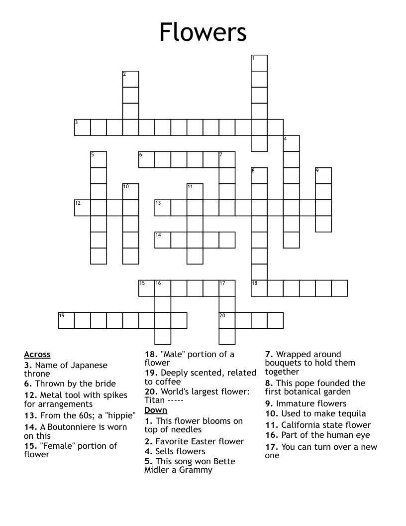 Flowers Crossword