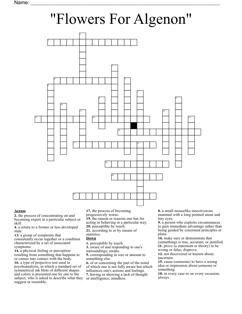 "Flowers For Algenon" Crossword