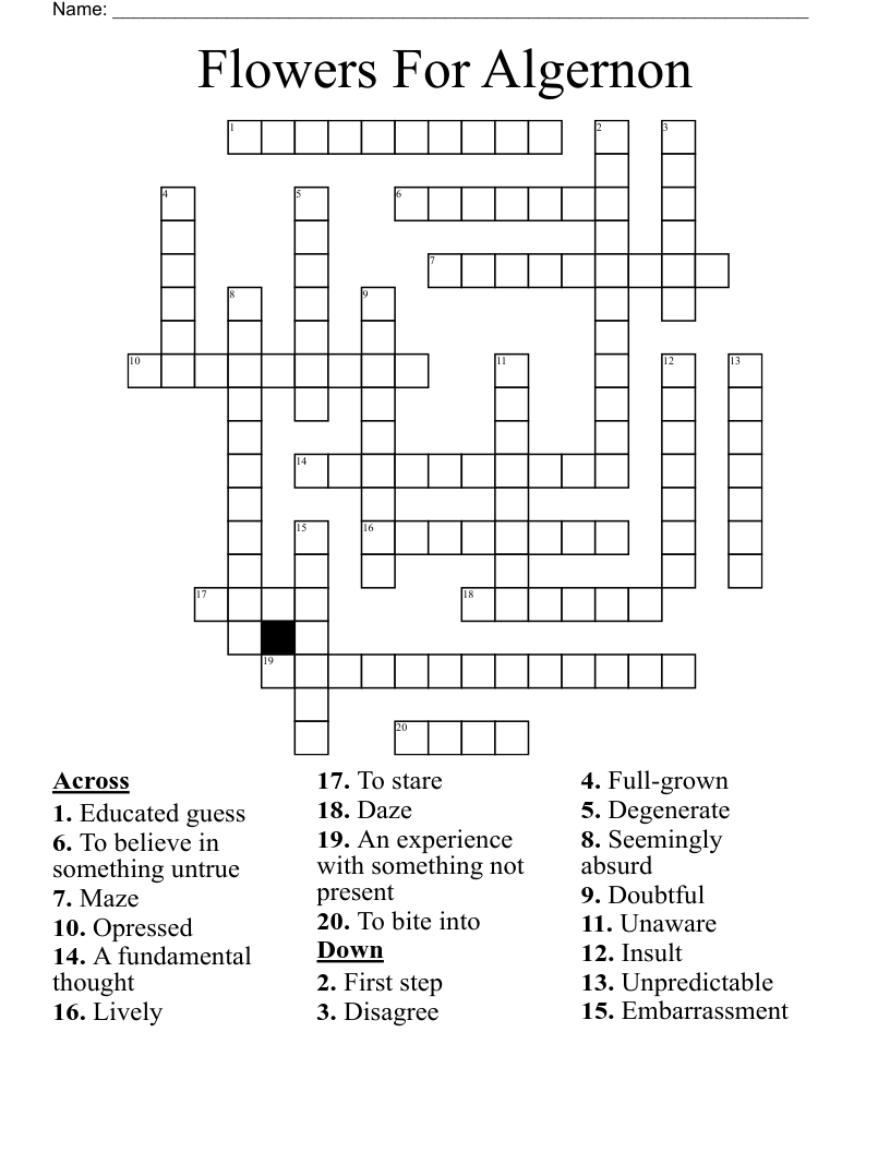 Flowers For Algernon Crossword