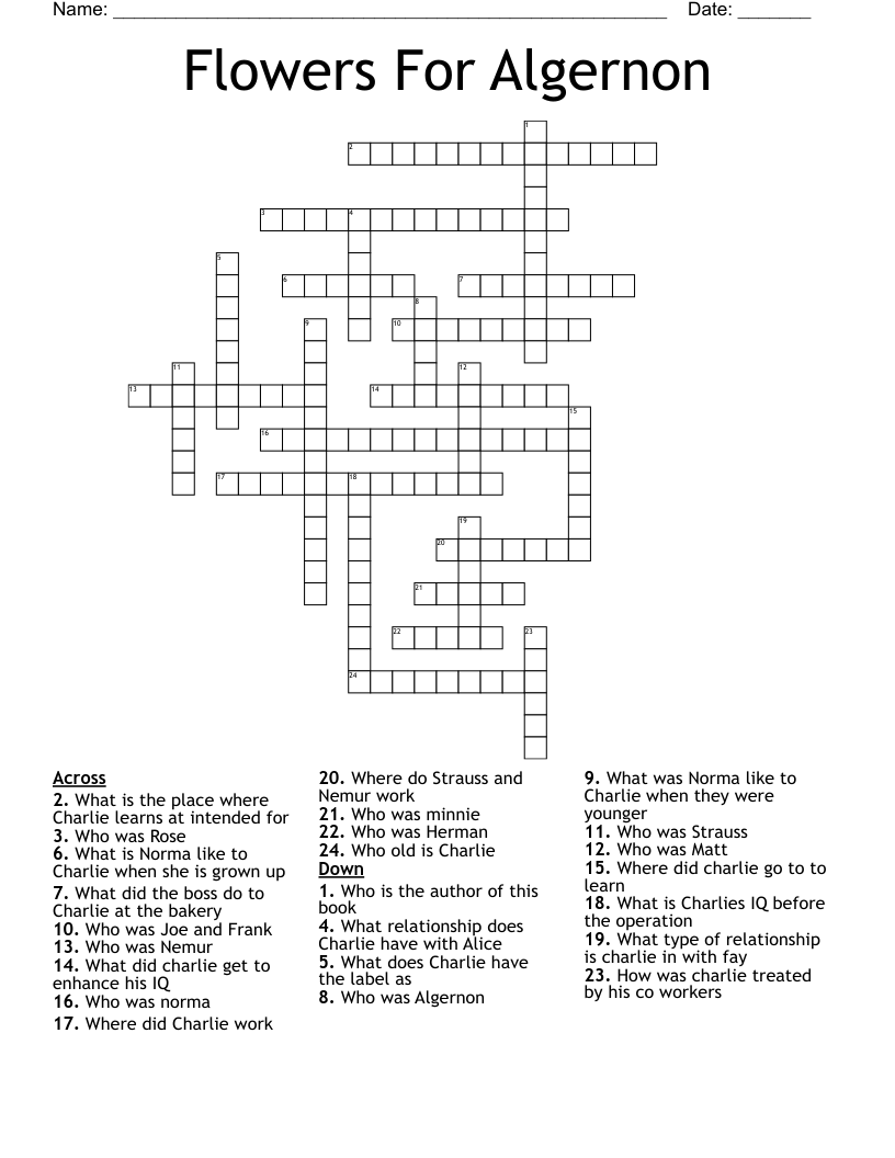 Flowers For Algernon  Crossword