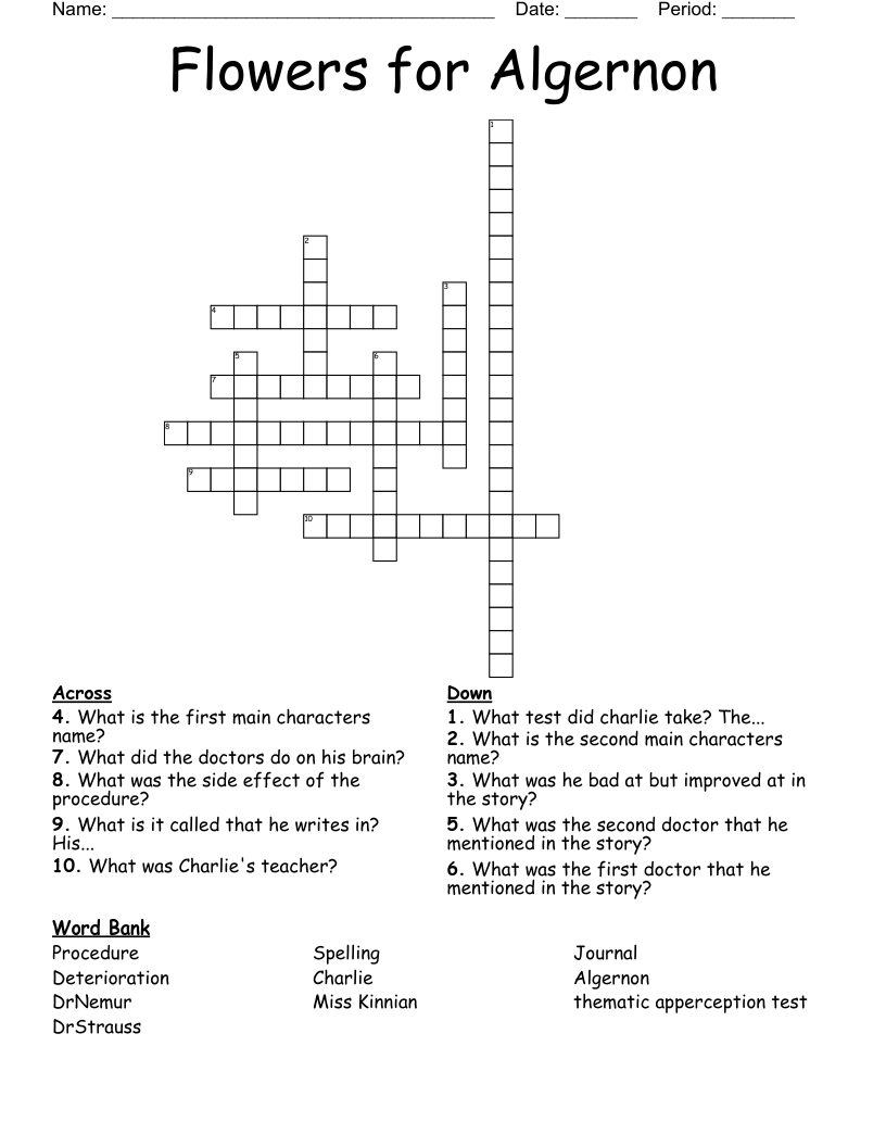 Flowers for Algernon Crossword