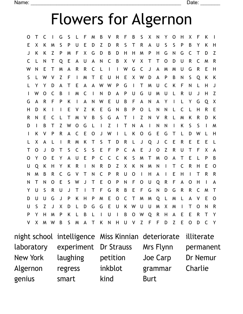 Flowers for Algernon Word Search