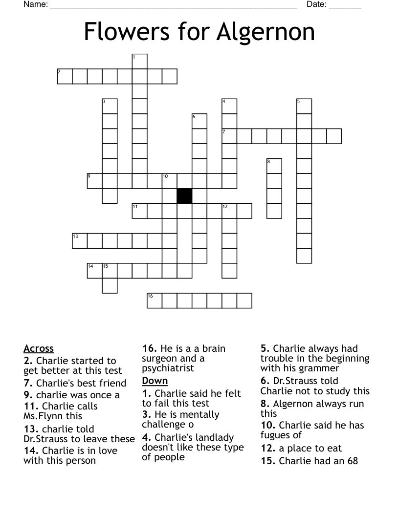 Flowers for Algernon Crossword