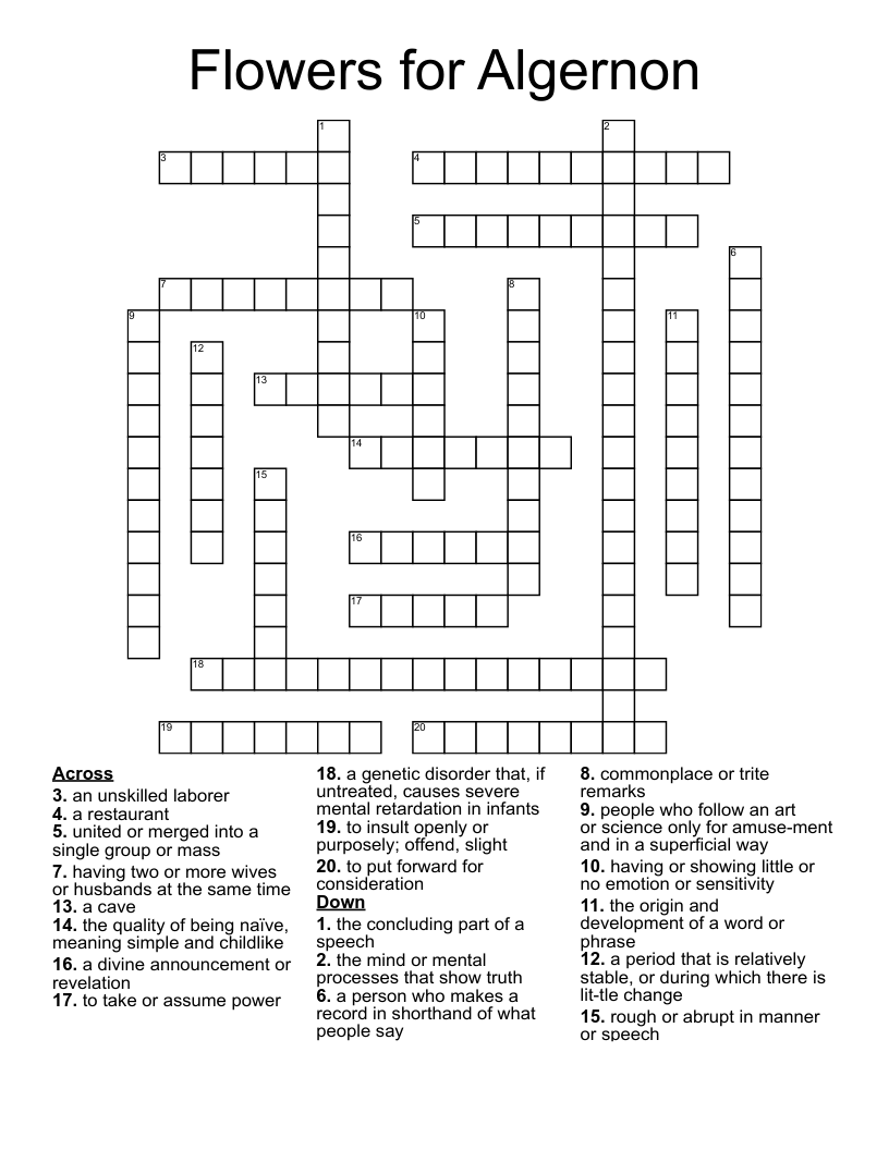 Flowers for Algernon Crossword
