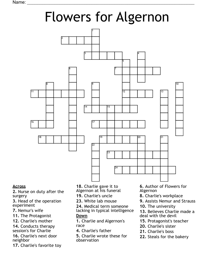 Flowers for Algernon Crossword