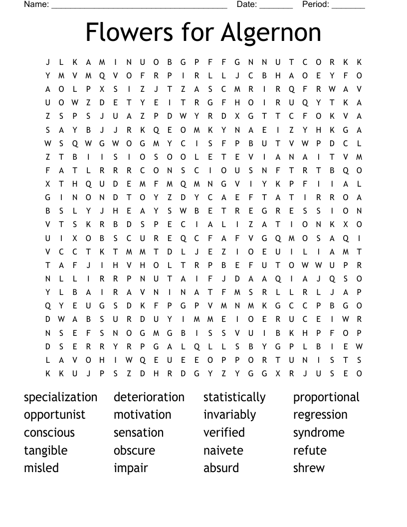 Flowers for Algernon Word Search