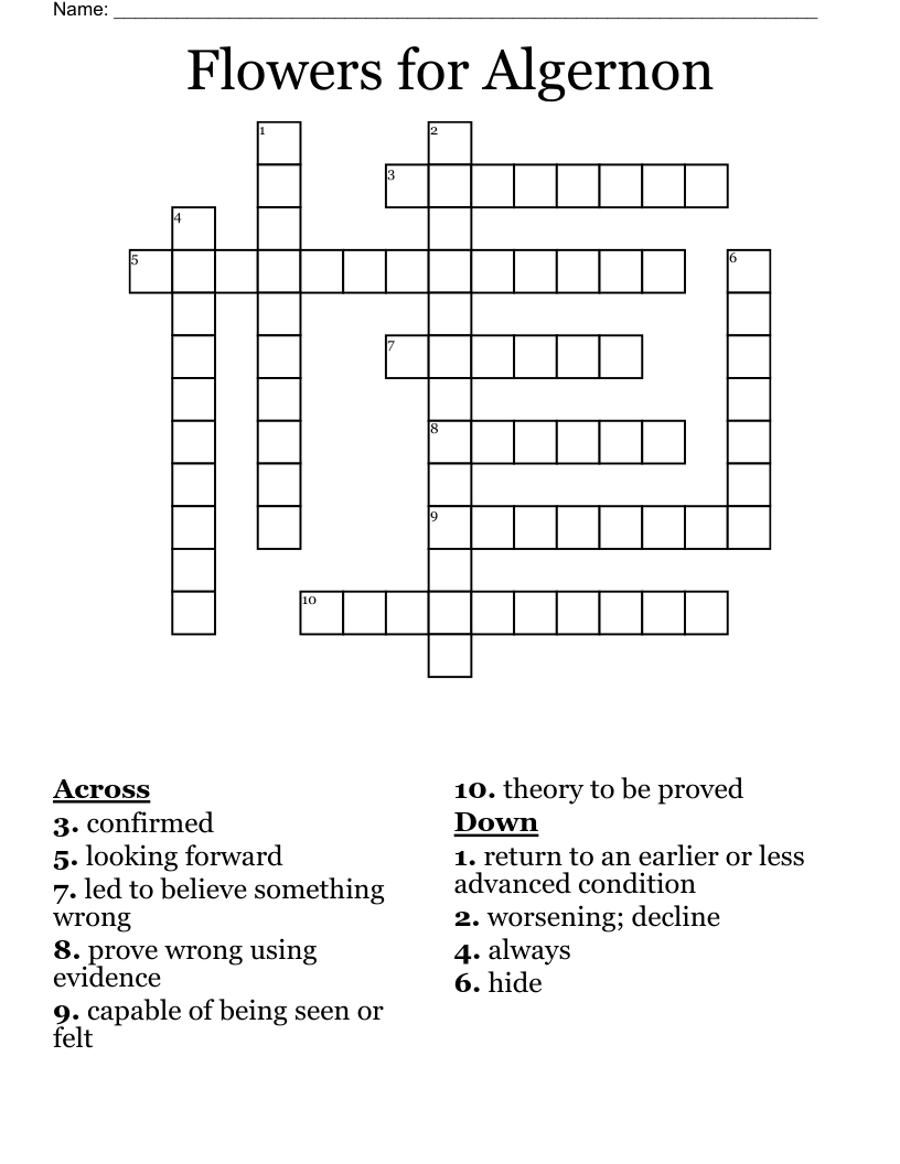Flowers for Algernon Crossword