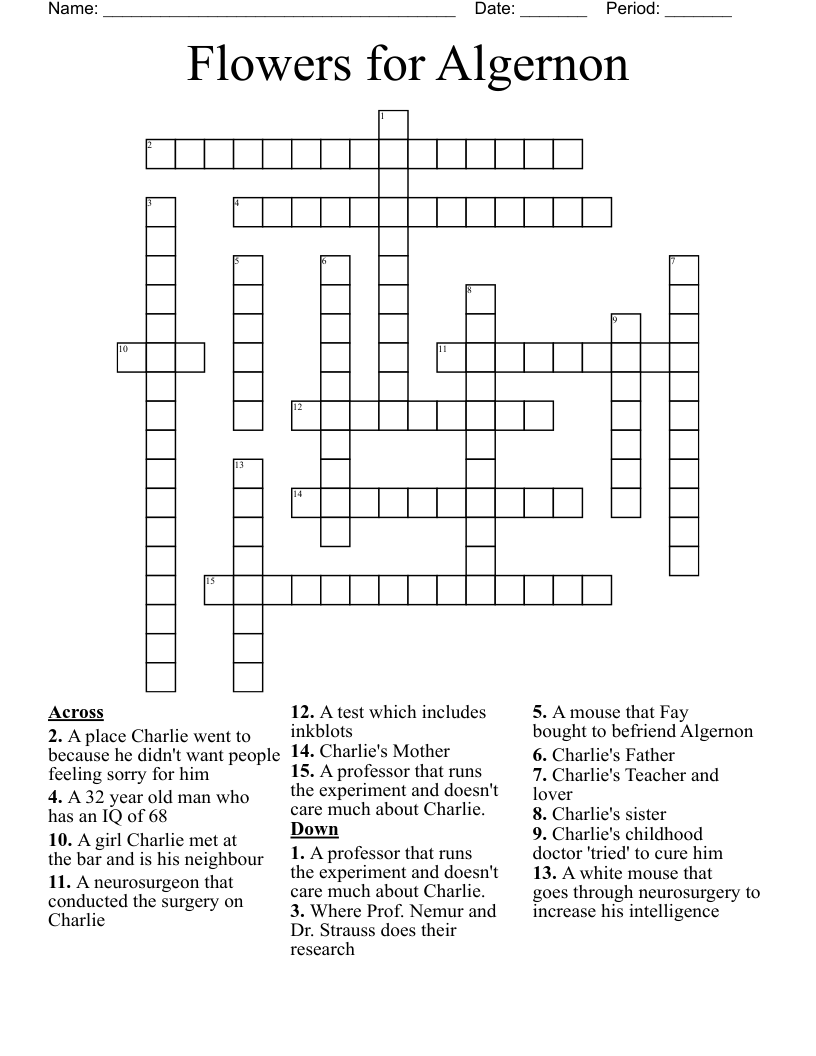 Flowers for Algernon Crossword