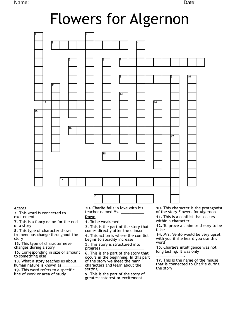 Flowers for Algernon Crossword