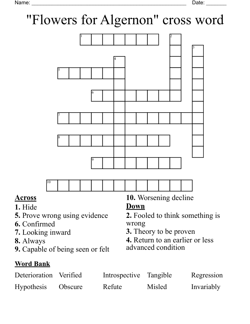 "Flowers for Algernon" cross word