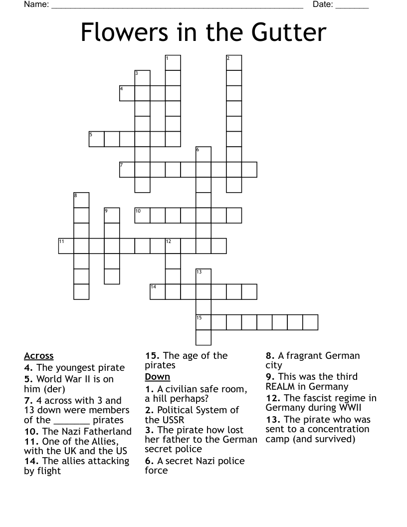 Flowers in the Gutter Crossword