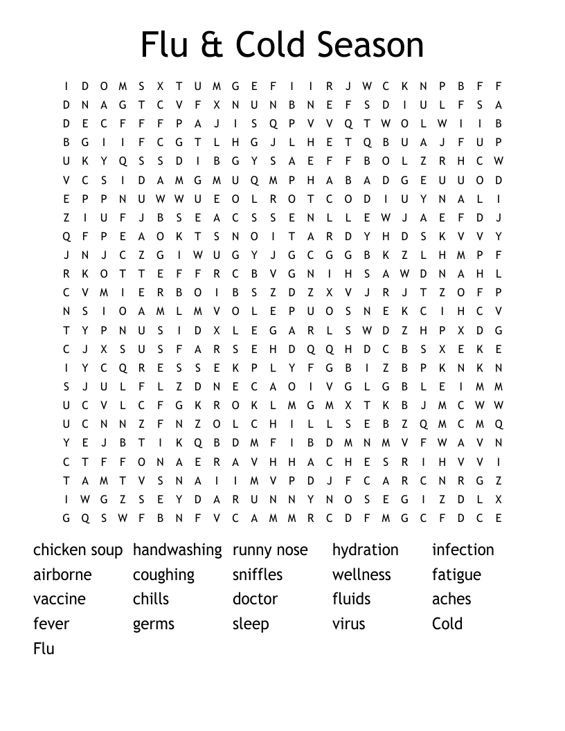 Flu & Cold Season Word Search