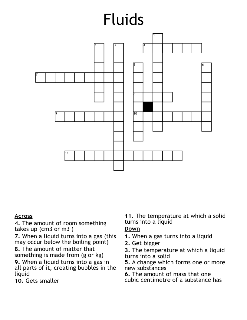 Fluids  Crossword