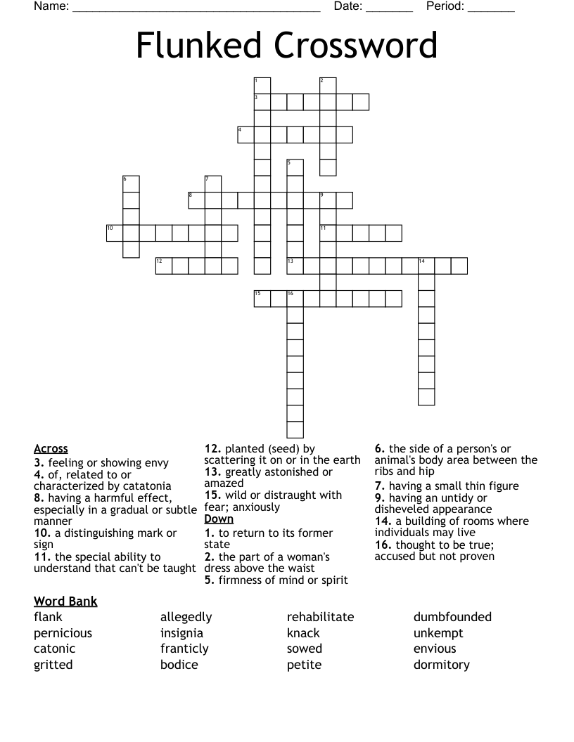 Flunked  Crossword