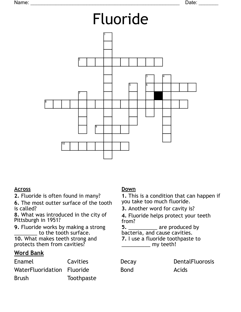 Fluoride Crossword
